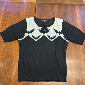 Hell Bunny Black and White Bat Sweater size S